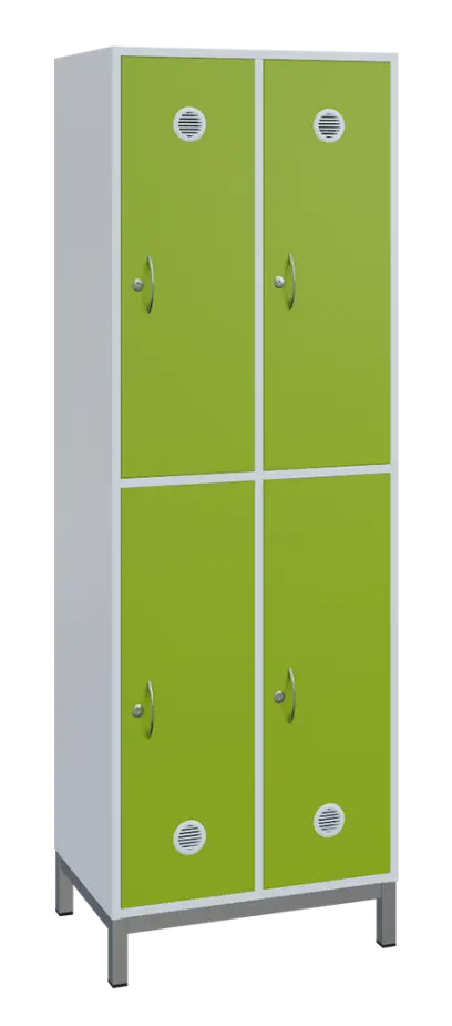 SBS-2222 šatní skříň 4-boxová, 1800x600x400 mm, kovové nohy, korpus bílý, dvířka jarní zeleň